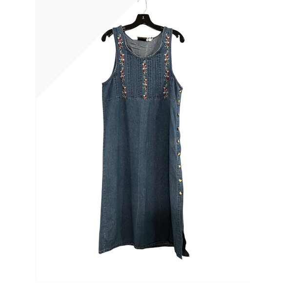 Casey Max Womens Dress Blue MEDIUM Denim Sleeveless Cottage Casual Vintage - Picture 1 of 6